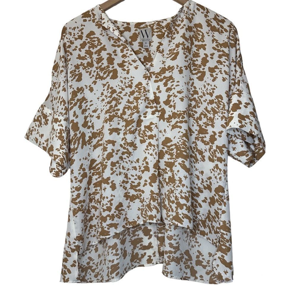 Worthington Animal Print Short Sleeve Blouse - Picture 1 of 11